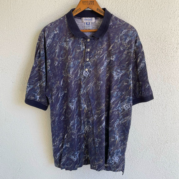 Vintage 90s Navy Purple Retro Polo by Super Sports Golf Apparel - Picture 1 of 6